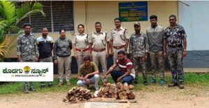 ಸಿದ್ದಾಪುರದಲ್ಲಿ ಅಕ್ರಮ ಶ್ರೀಗಂಧ ಕಳವು: ಇಬ್ಬರ ಬಂಧನ, 55 ಕೆಜಿ ಗಂಧ ವಶ
